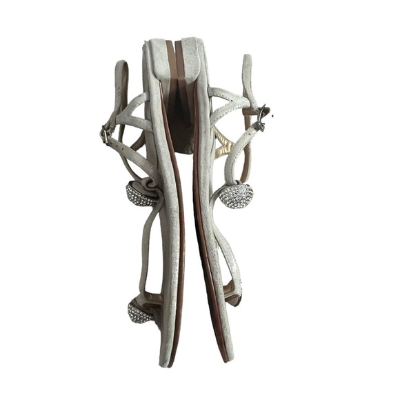 Stuart Weitzman Balls of Fire Sandals silver Iridescent Suede Size 7 - Picture 4 of 8